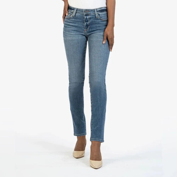 KUT FROM THE KLOTH Stevie Straight Leg Jeans in Medium Base Wash - Picture 1 of 9